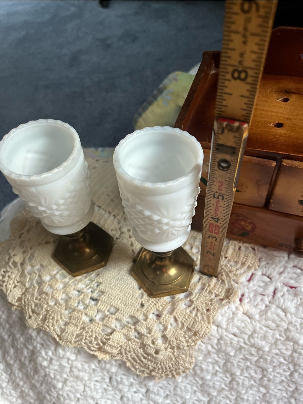 Milk Glass Peg Votive- Extremely Rare -Diamond starburst design- ‘Ring of Fire’